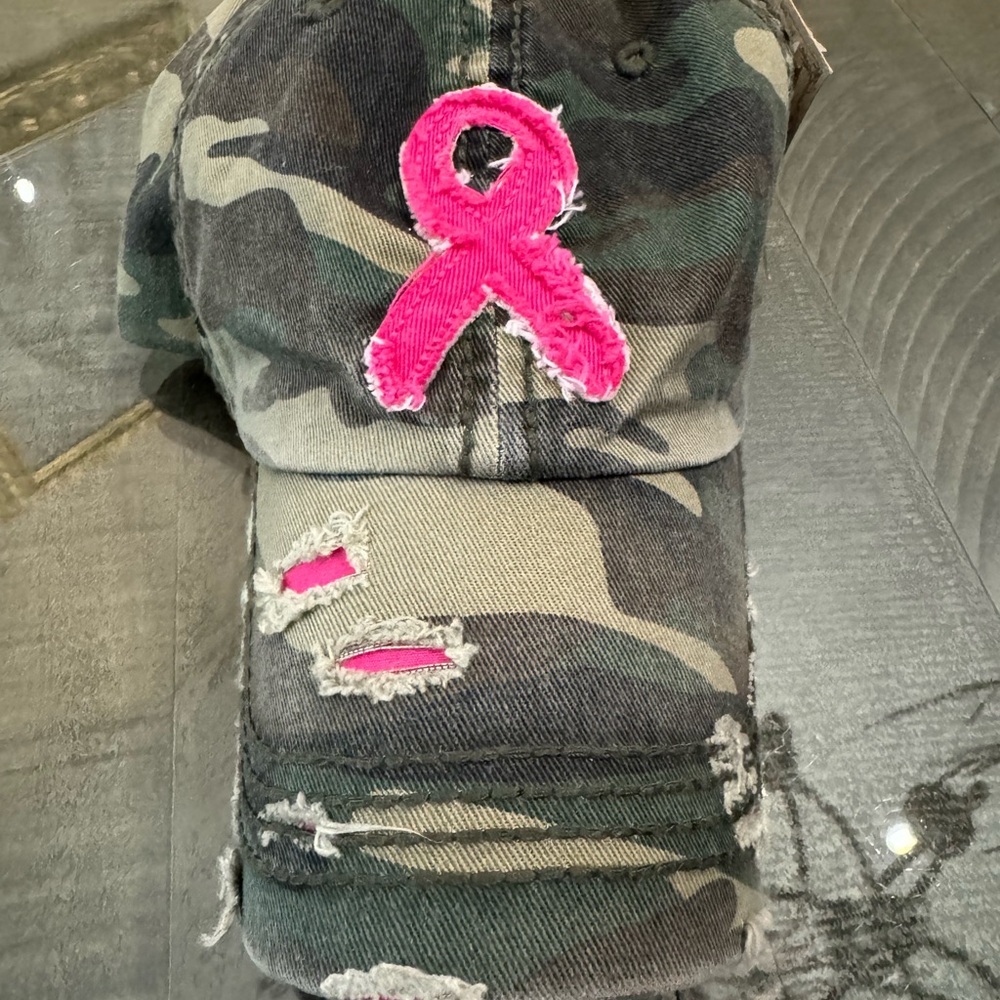 NEW CAMOUFLAGE BREAST AWARENESS CAP